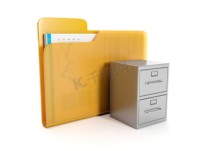 3d 插图：文件和数据存档的文件夹