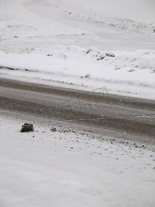 雪街道摄影照片_雪路