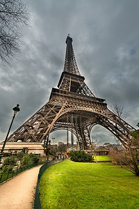 巴黎铁塔的壮丽景观强大地标结构的景观