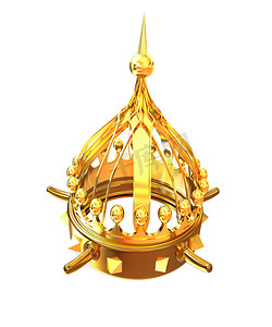 公主加冕摄影照片_孤立在白色背景上的金皇冠