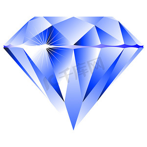 孤立在白色的蓝色钻石