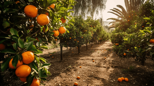 甜摄影照片_泰国北部的橘子园