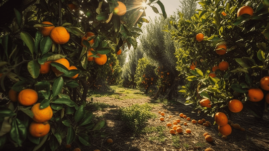 地中海北部摄影照片_泰国北部的橘子园