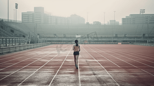 青春活动女性操场跑步