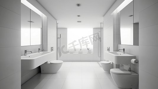 白色极简摄影照片_酒店浴室的一角极简主义