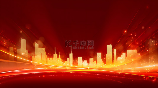 红色商务主题抽象城市柔软坡度空间背景图片