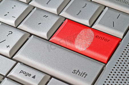键盘黑客概念上留下的指纹