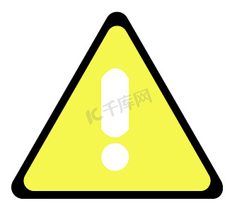 三角形感叹号摄影照片_黄色警告三角形标志