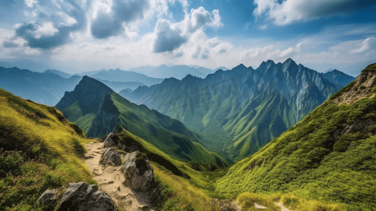 失量山水摄影照片_秦岭徒步观大美风光