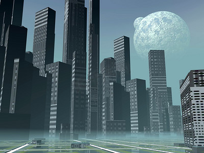 未来派城市 - 3D 渲染