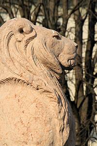 守卫不伦瑞克纪念碑的狮子，阿尔卑斯花园，日内瓦，瑞士