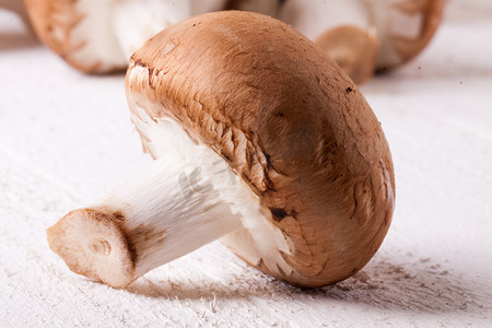 爱心像素风摄影照片_新鲜的棕色波多贝罗或落叶松蘑菇