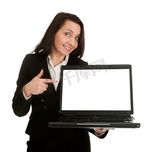 女商人提出 laptopn