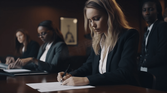 商务职场女性签合同