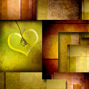 爱的分享摄影照片_背景与棕色和绿色的心形设计元素