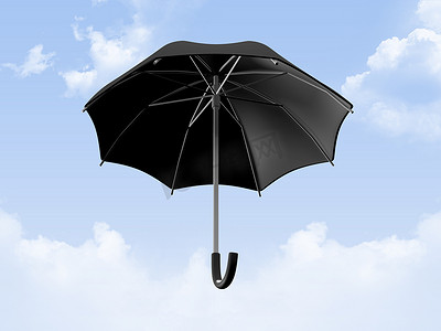 反对多云天气的黑色雨伞