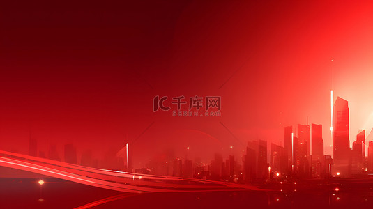 城市背景图片_红色商务主题抽象城市柔软坡度空间背景图片