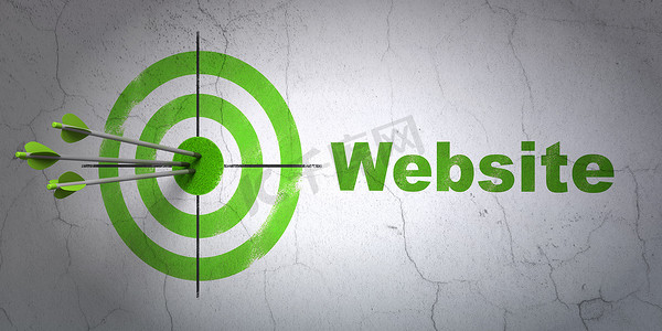 Web 设计概念： 目标和网站在背景墙上
