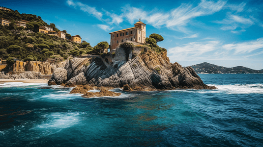 岩石海岸线的景色意大利厄尔巴岛