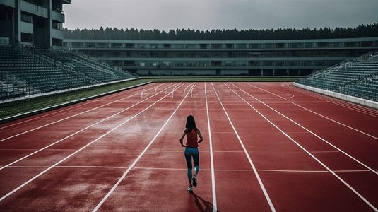 人物女性模特摄影照片_青春活动女性操场跑步