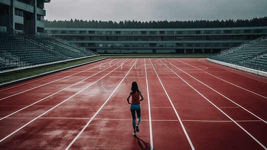 ai运动摄影照片_青春活动女性操场跑步