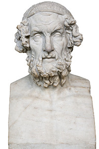 希腊诗人荷马的白色大理石雕像