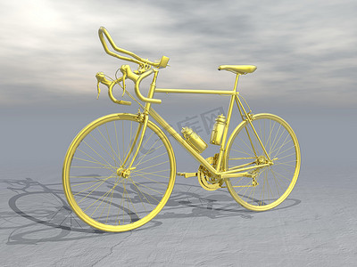 金色竞赛自行车 - 3D 渲染