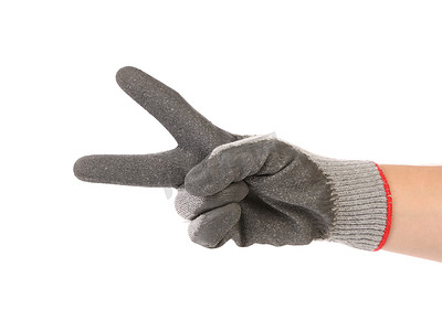 手在橡胶手套中显示两个。