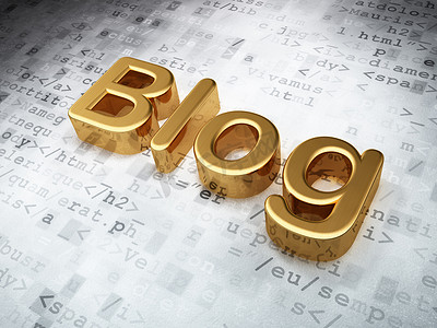 SEO 网页设计理念： 数字背景上的金色博客