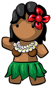 少数民族的卡通摄影照片_夏威夷草裙舞者