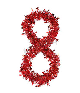与星星的红色圣诞金属丝作为数字 8。