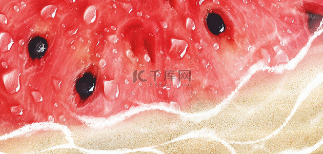西瓜汁背景图片_夏天夏季西瓜汁沙滩