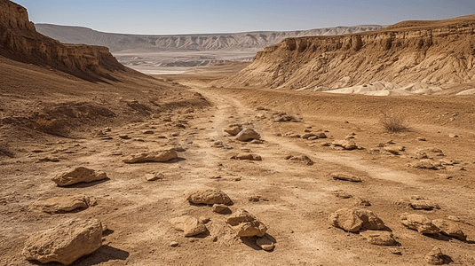 土地侵蚀摄影照片_以色列内盖夫沙漠山丘的轨迹
