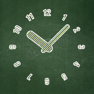 时间轴概念：黑板背景上的时钟
