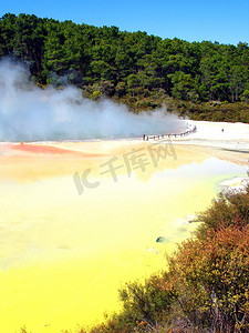 Waiotapu Ther 艺术家调色板池的地热活动