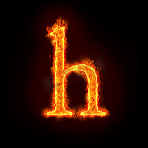 燃烧火焰字母摄影照片_火字母，小写字母 h