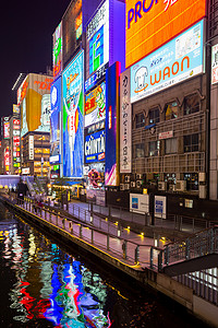 广告牌电摄影照片_道顿堀夜大阪日本
