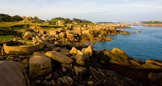 granit摄影照片_海岸, Ploumanach, 布列塔尼, 法国