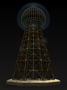 无线发射器摄影照片_放大发射器，Wardenclyffe 塔