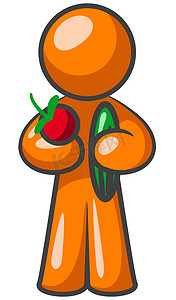 卡通苹果红色摄影照片_橙色人 水果和蔬菜。