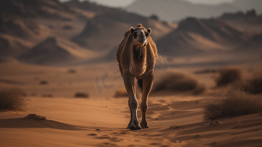沙漠追逐的骆驼