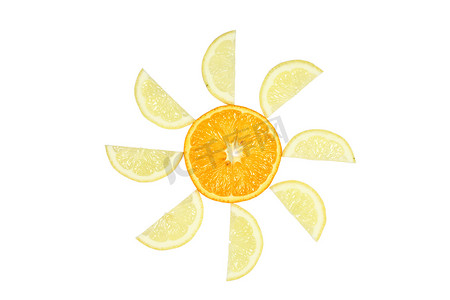 太阳由橙子和柠檬片制成