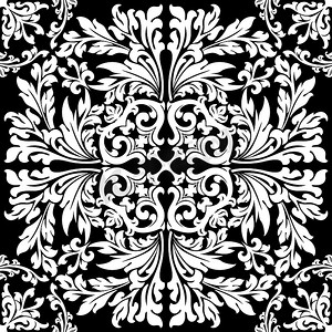黑色矢量说明中的抽象花卉装饰元素