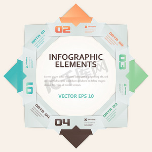 图表模板设计摄影照片_现代折纸样式数字选项图表插图
