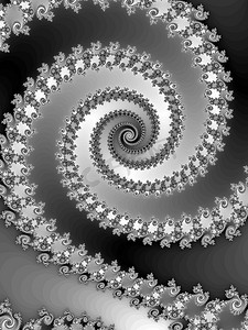 在灰色颜色的抽象分形螺旋。