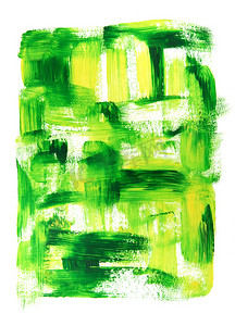 充满活力的绿色和黄色油画