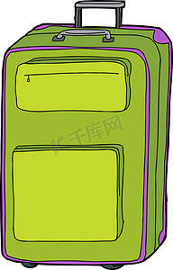 手提箱卡通摄影照片_孤立的绿色手提箱