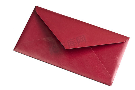 一个红色的信封隔离在白色