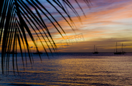 在加勒比海的日落，格兰安斯湾，格林纳达