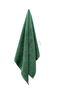 白色背景上的绿色毛巾